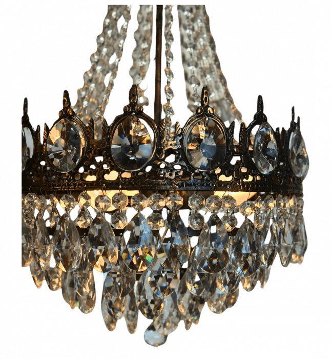 Vintage French Empire Style Chandelier in Bronze Tone with Cut